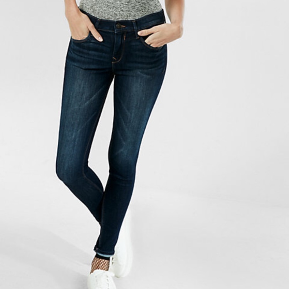 EXPRESS Jean Leggings Mid Rise Dark Wash TALL sz 4
